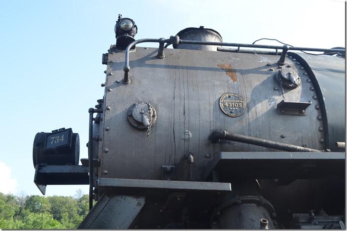 Built by Baldwin Locomotive Works in 1916 for the Lake Superior & Ishpeming, an iron ore hauling short line out of Marquette Mich. WMSR 734. View 4.